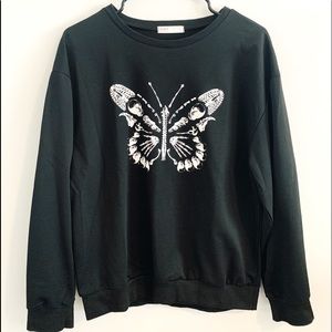 Skeleton butterfly crew neck